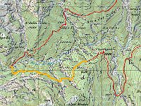 Per chiudere vi indico in arancio sulla mappa dove il sentiero proprio non c'e'  cartna dettaglio