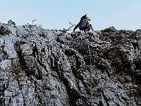 Il passaggio chiave si trova sotto la torre rocciosa, dal lato Val Solda  IMG 2695