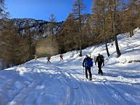 Dopo il ponticello a Q1360 si potrebbe salire il sentiero (palina) o proseguire sulla strada  20250216 090900