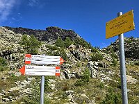 Dalla cima a qui solo ometti e qualche bollo MA visibile per chi sale, all'Alpe si incrocia l'Alta Via della Valmalenco segnata e bollata  20250904 153928